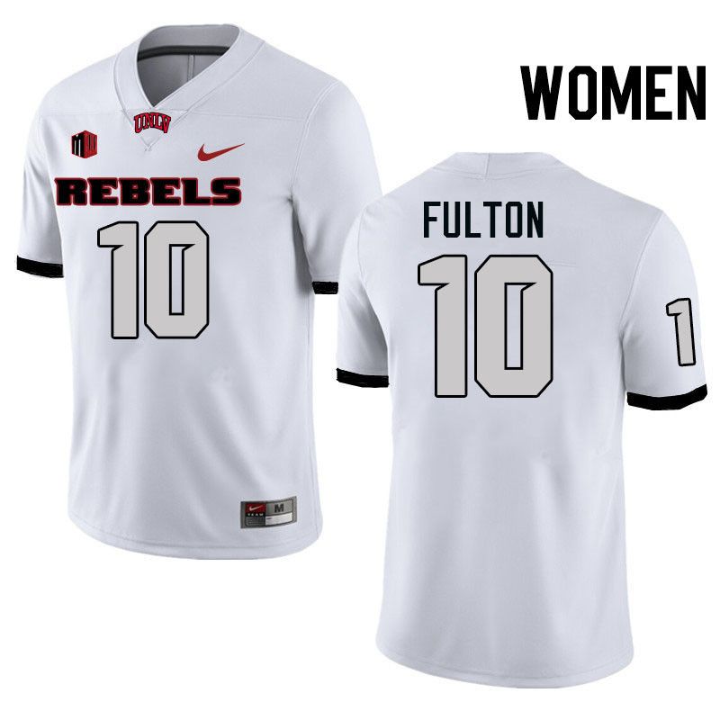 Women #10 Tre Fulton UNLV Rebels College Football Jerseys Stitched-White